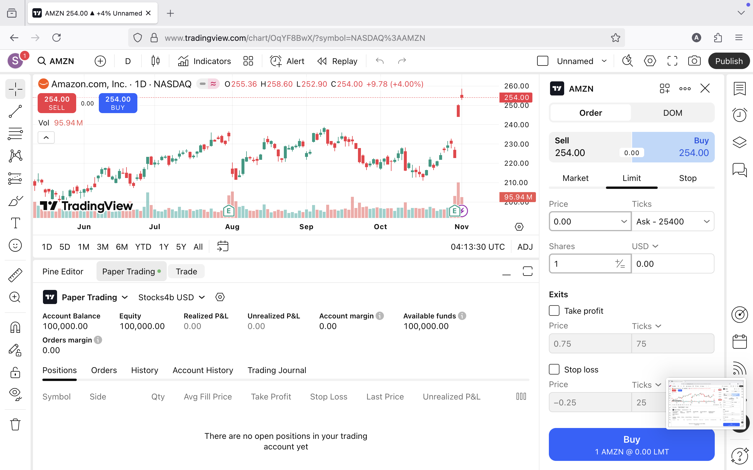 tv screenshot trading panel